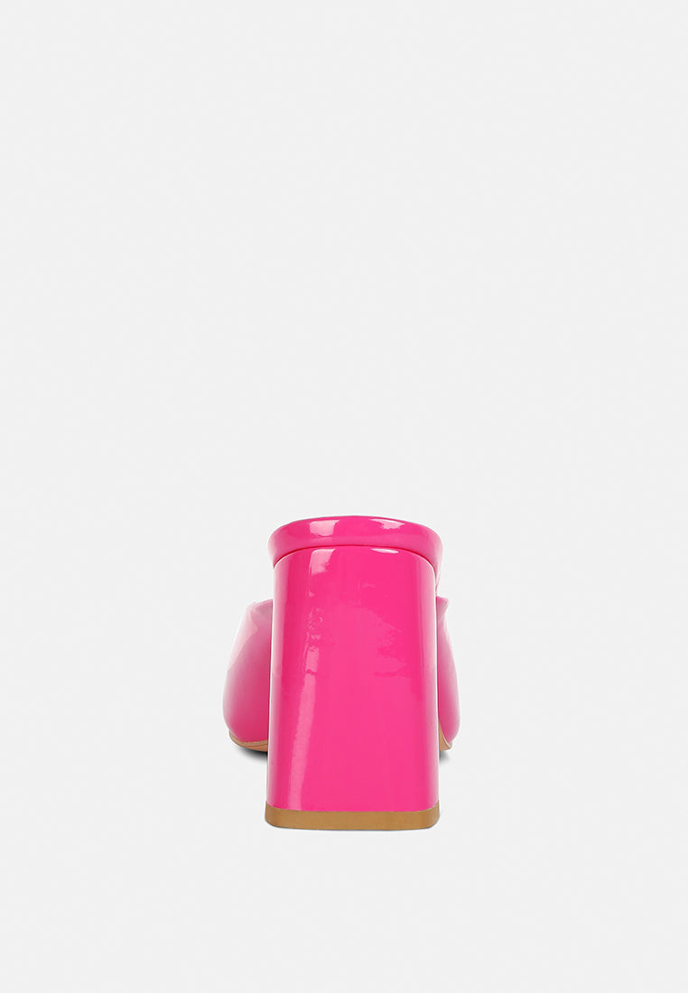 Neoplast Patent Pu Block Heeled Mules - Tigbul's Variety Fashion Shop