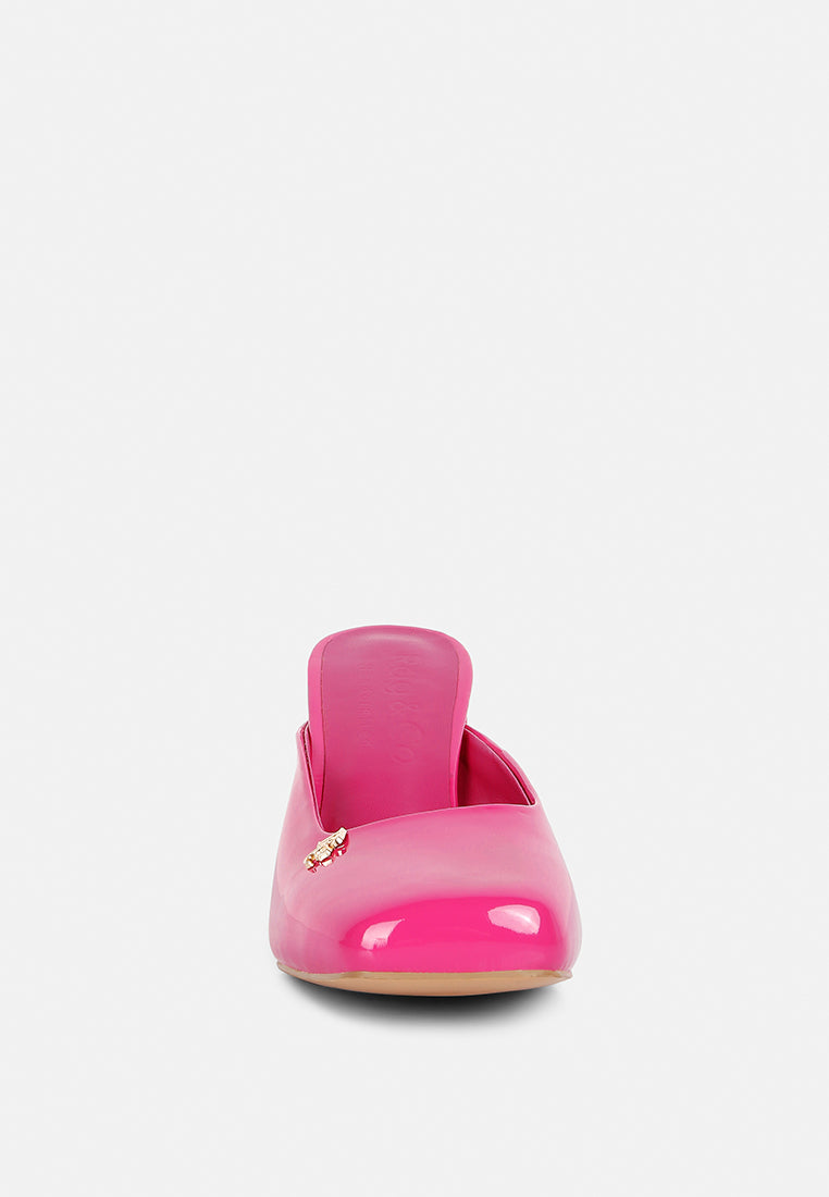 Neoplast Patent Pu Block Heeled Mules - Tigbul's Variety Fashion Shop