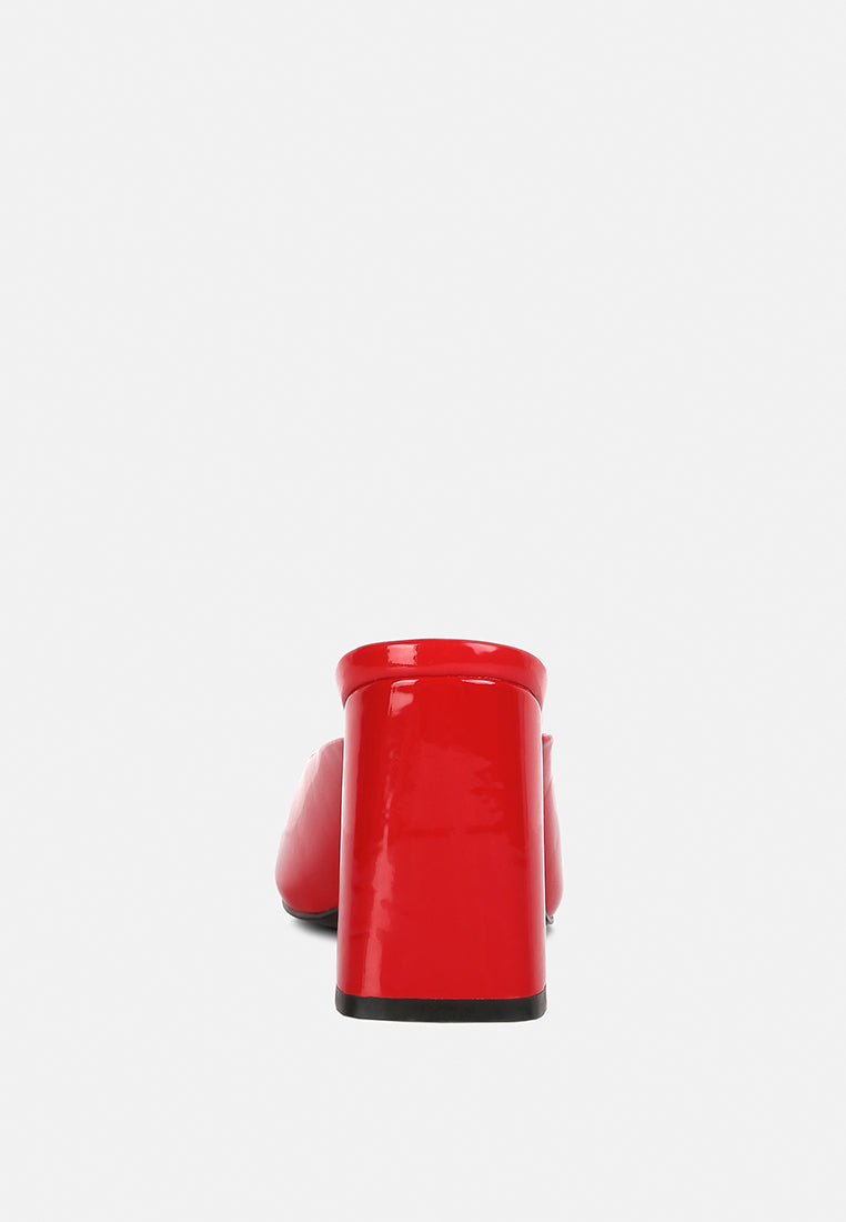 Neoplast Patent Pu Block Heeled Mules - Tigbul's Variety Fashion Shop