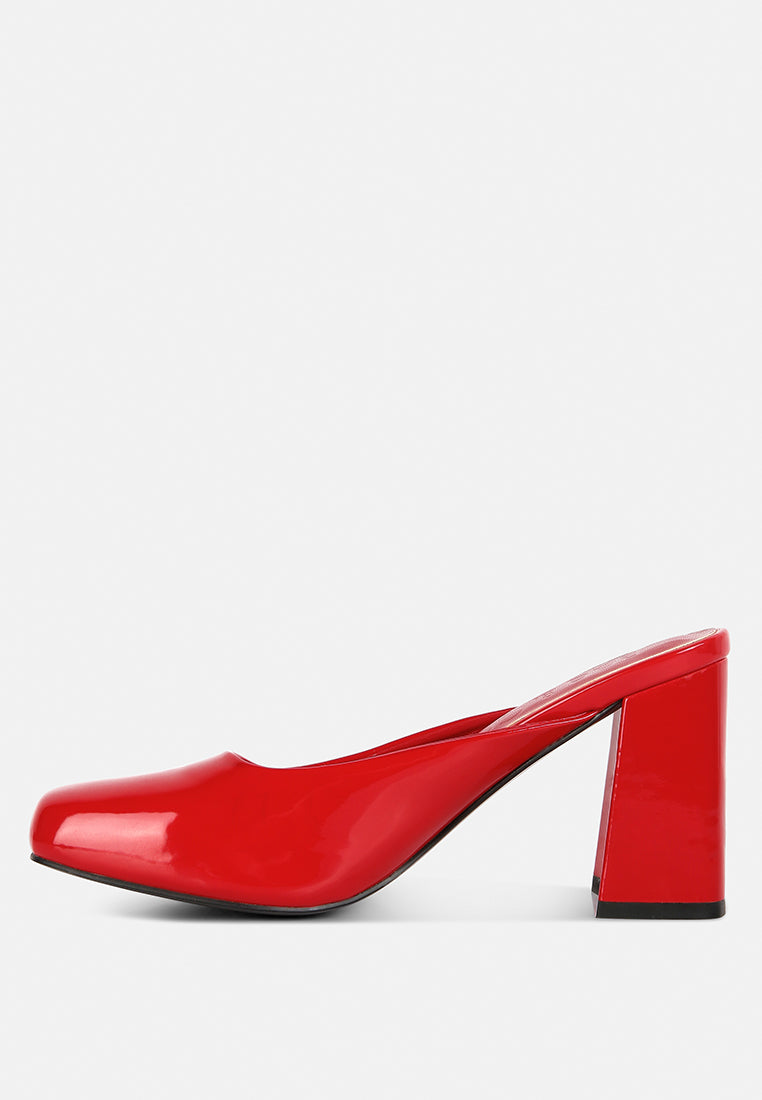 Neoplast Patent Pu Block Heeled Mules - Tigbul's Variety Fashion Shop
