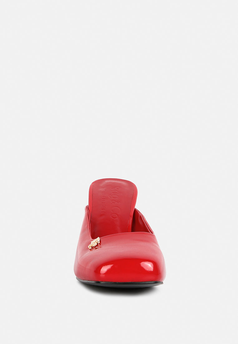Neoplast Patent Pu Block Heeled Mules - Tigbul's Variety Fashion Shop