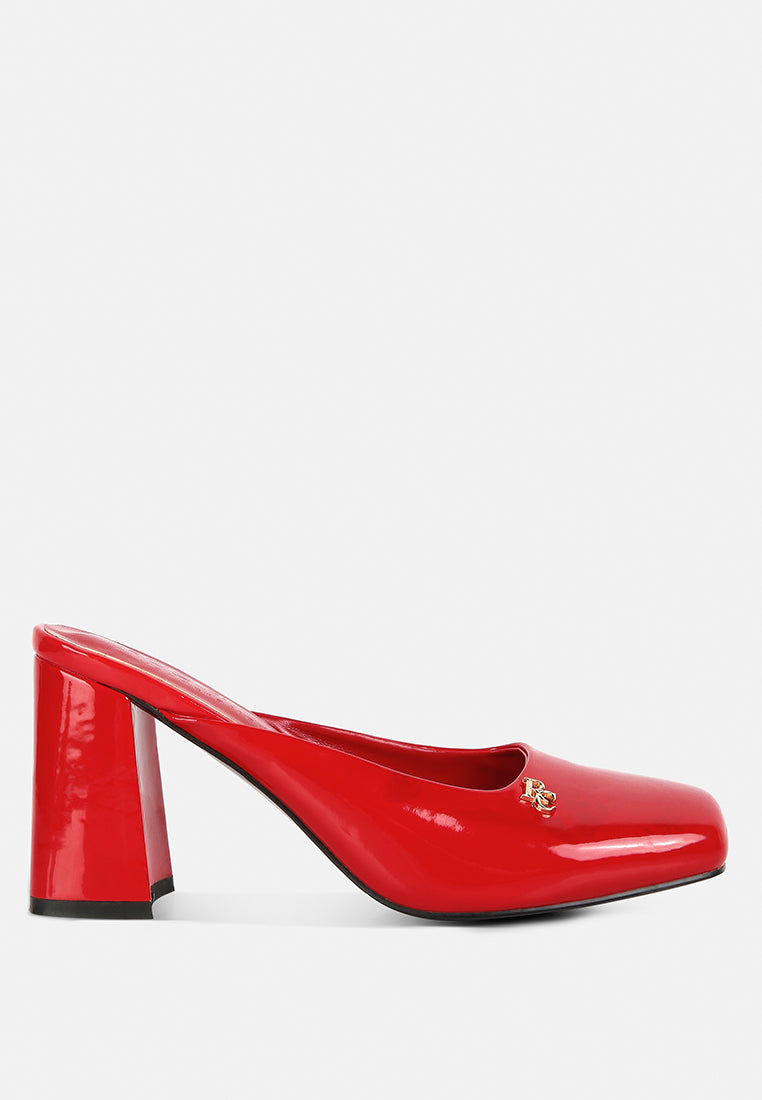 Neoplast Patent Pu Block Heeled Mules - Tigbul's Variety Fashion Shop