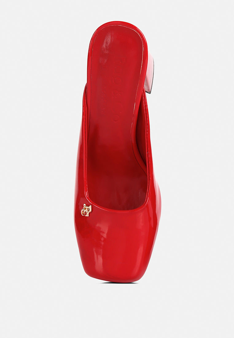 Neoplast Patent Pu Block Heeled Mules - Tigbul's Variety Fashion Shop