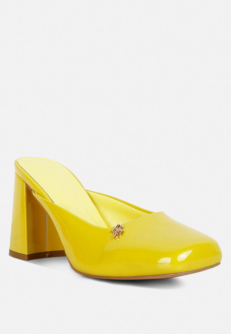 Neoplast Patent Pu Block Heeled Mules - Tigbul's Variety Fashion Shop
