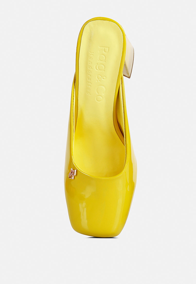 Neoplast Patent Pu Block Heeled Mules - Tigbul's Variety Fashion Shop