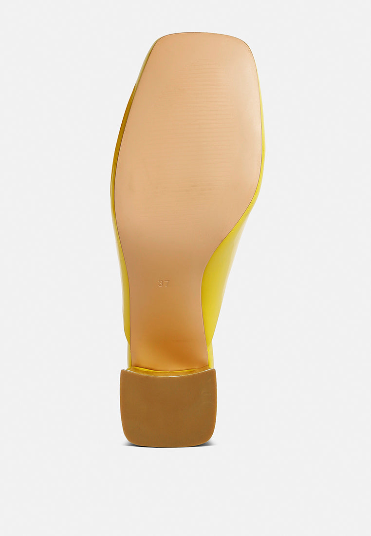 Neoplast Patent Pu Block Heeled Mules - Tigbul's Variety Fashion Shop
