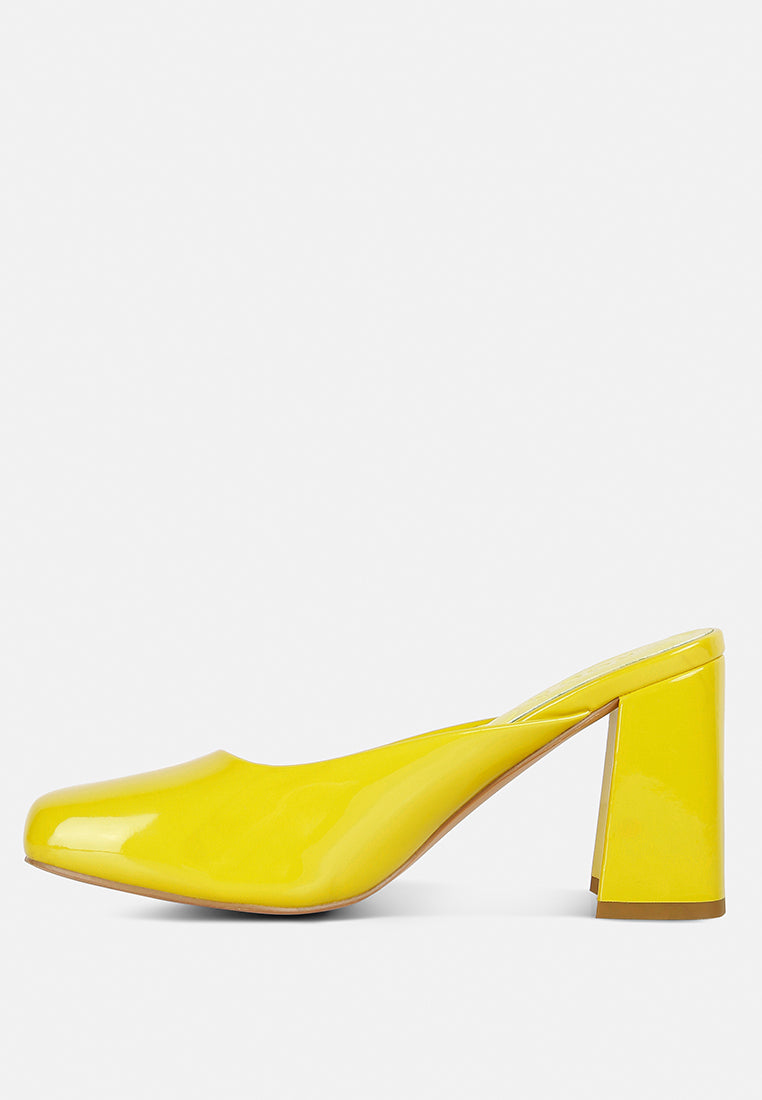 Neoplast Patent Pu Block Heeled Mules - Tigbul's Variety Fashion Shop