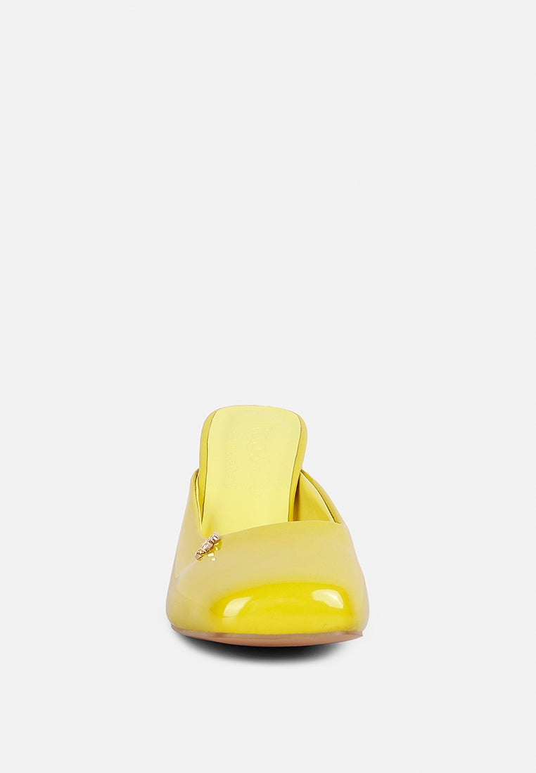 Neoplast Patent Pu Block Heeled Mules - Tigbul's Variety Fashion Shop