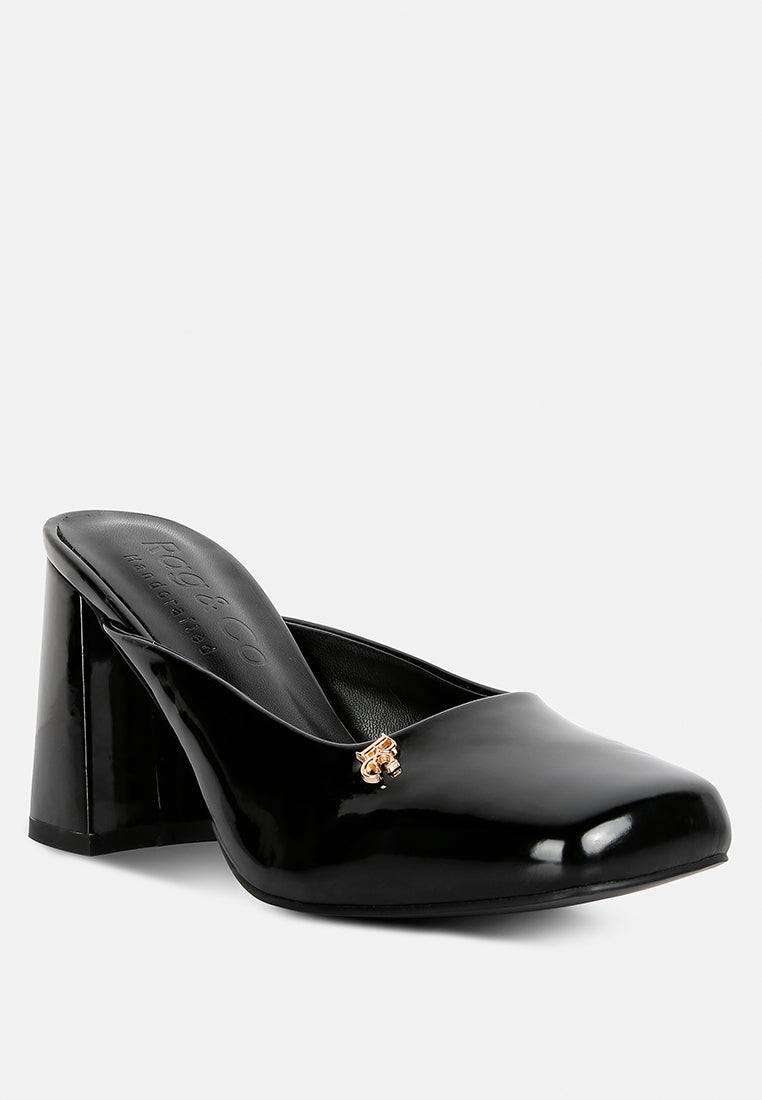 Neoplast Patent Pu Block Heeled Mules - Tigbul's Variety Fashion Shop