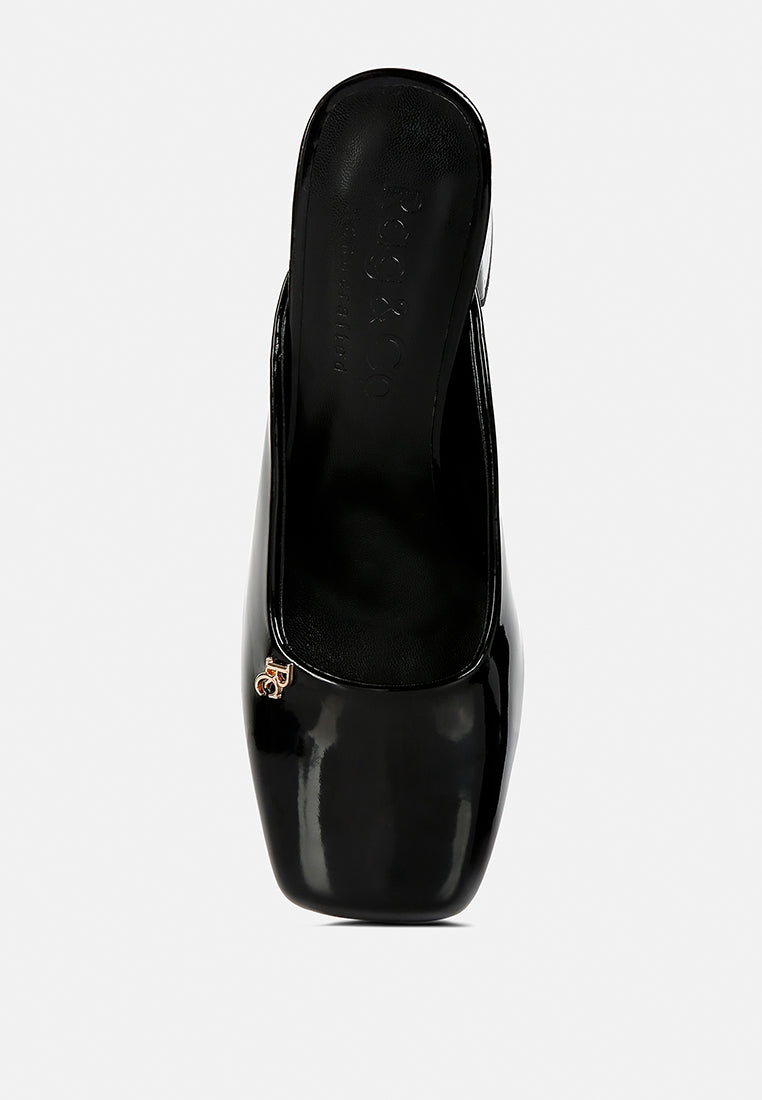 Neoplast Patent Pu Block Heeled Mules - Tigbul's Variety Fashion Shop