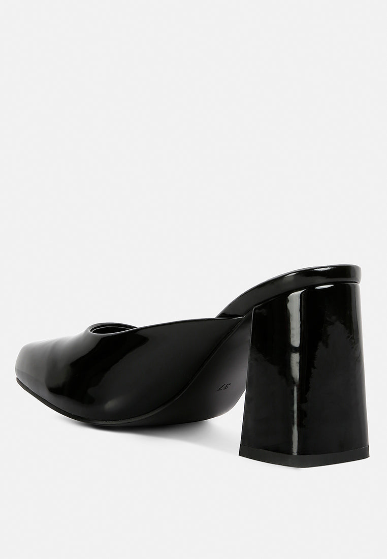 Neoplast Patent Pu Block Heeled Mules - Tigbul's Variety Fashion Shop