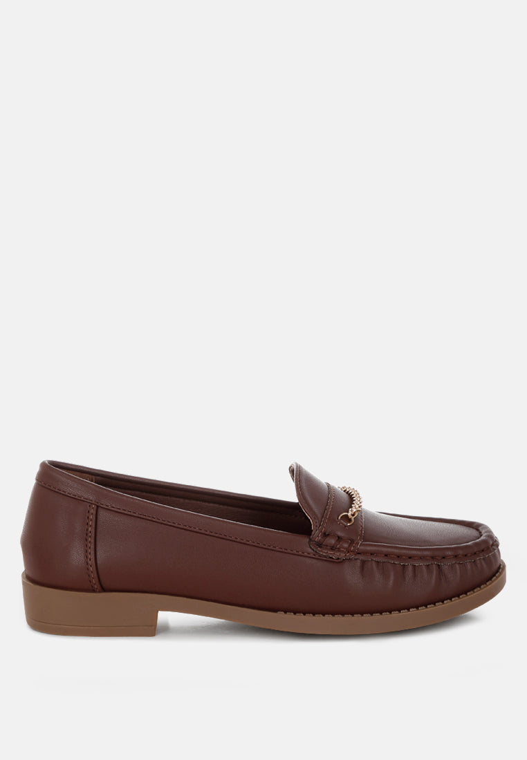 Nemunk Metallic Chain Detail Loafers - Tigbul's Variety Fashion Shop