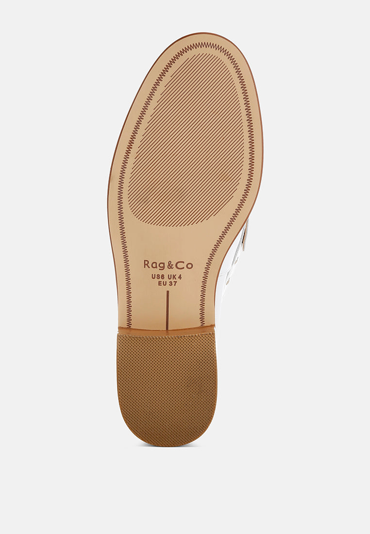 Oglavia Studs Embellished Leather Loafers - Tigbul's Variety Fashion Shop