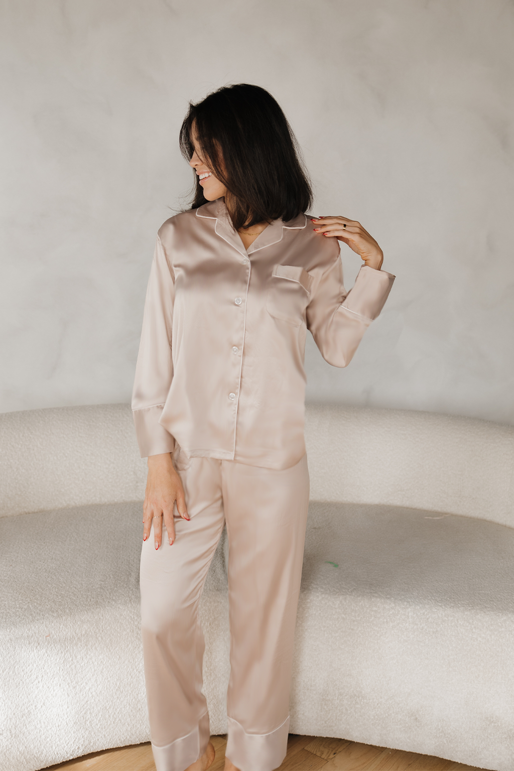 Oyster Satin Pajamas Pants Set - Tigbul's Variety Fashion Shop