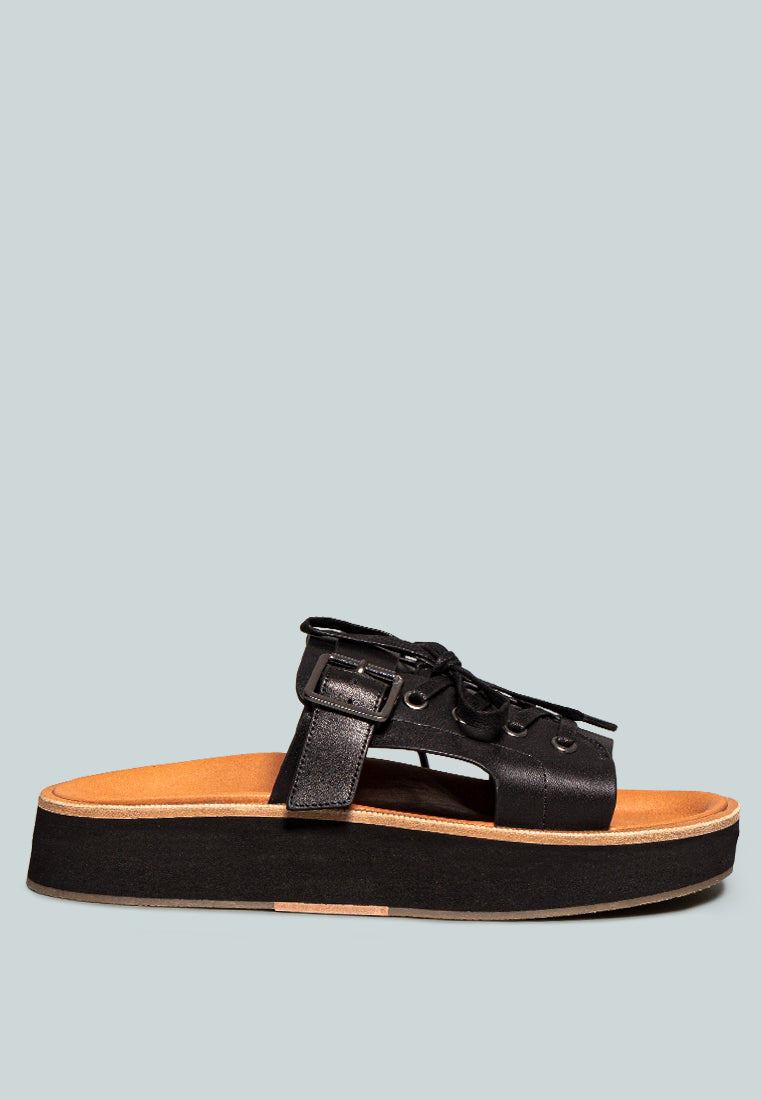 Patton Cut Out Buckled Platform Sandals - Tigbul's Variety Fashion Shop