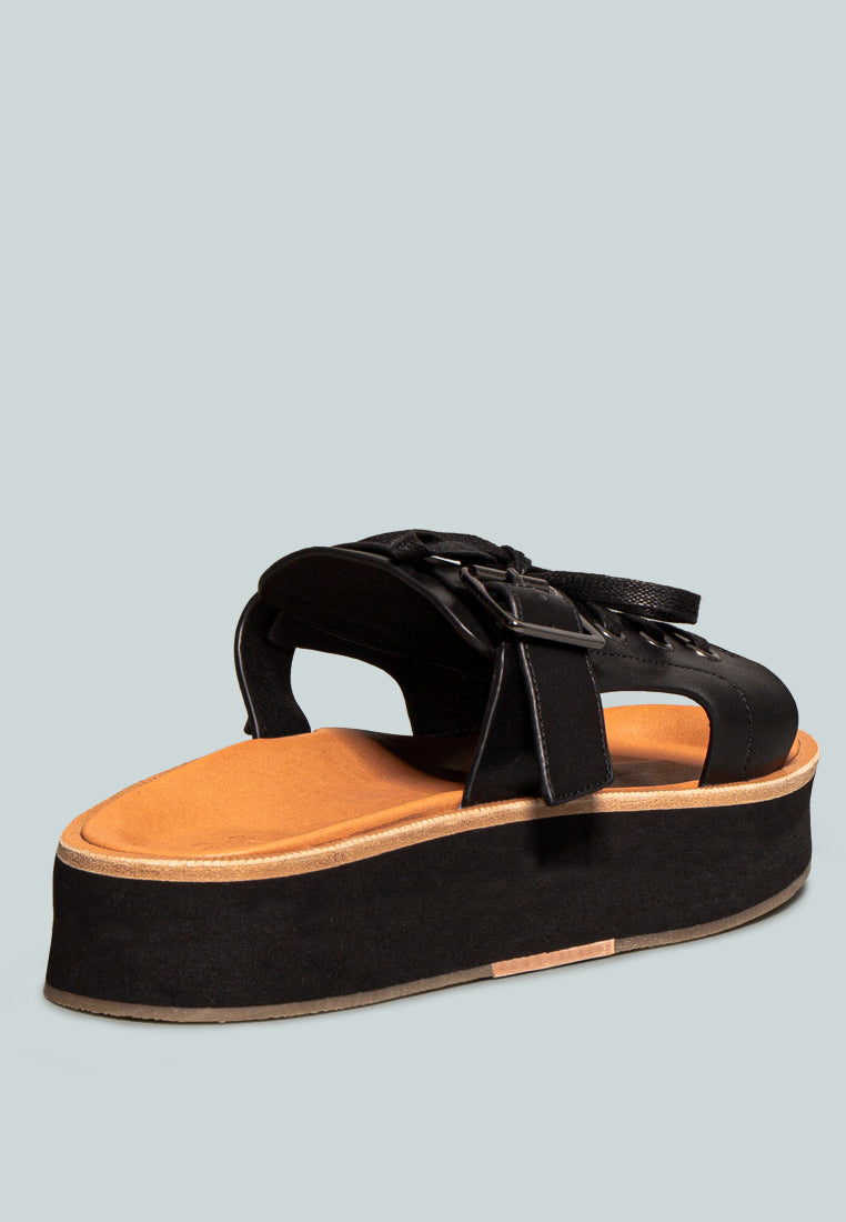 Patton Cut Out Buckled Platform Sandals - Tigbul's Variety Fashion Shop