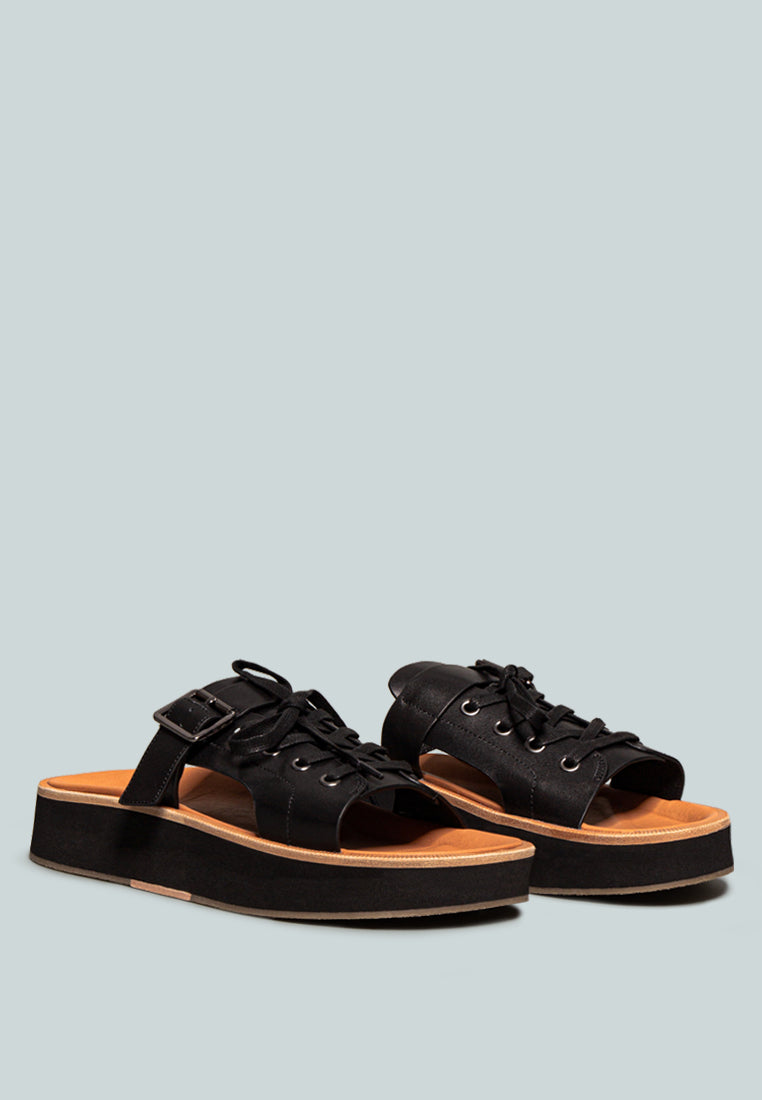 Patton Cut Out Buckled Platform Sandals - Tigbul's Variety Fashion Shop