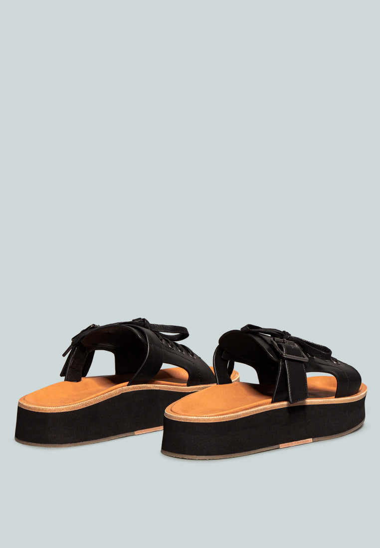 Patton Cut Out Buckled Platform Sandals - Tigbul's Variety Fashion Shop