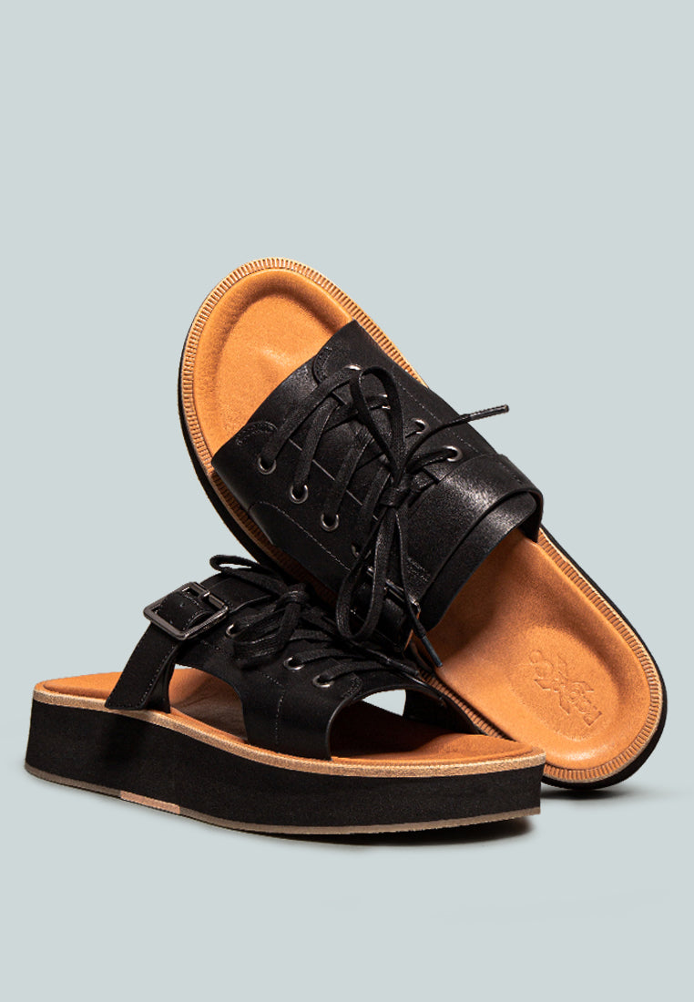 Patton Cut Out Buckled Platform Sandals - Tigbul's Variety Fashion Shop