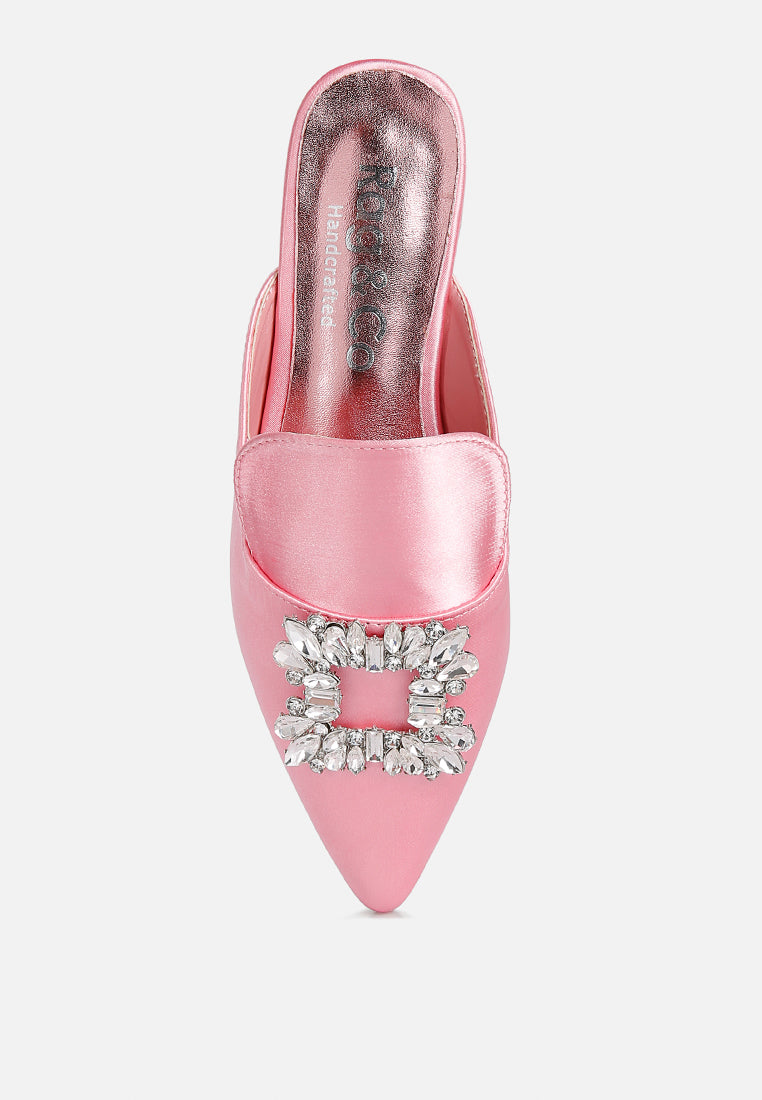 Perrine Diamante Brooch Slip On Mules - Tigbul's Variety Fashion Shop