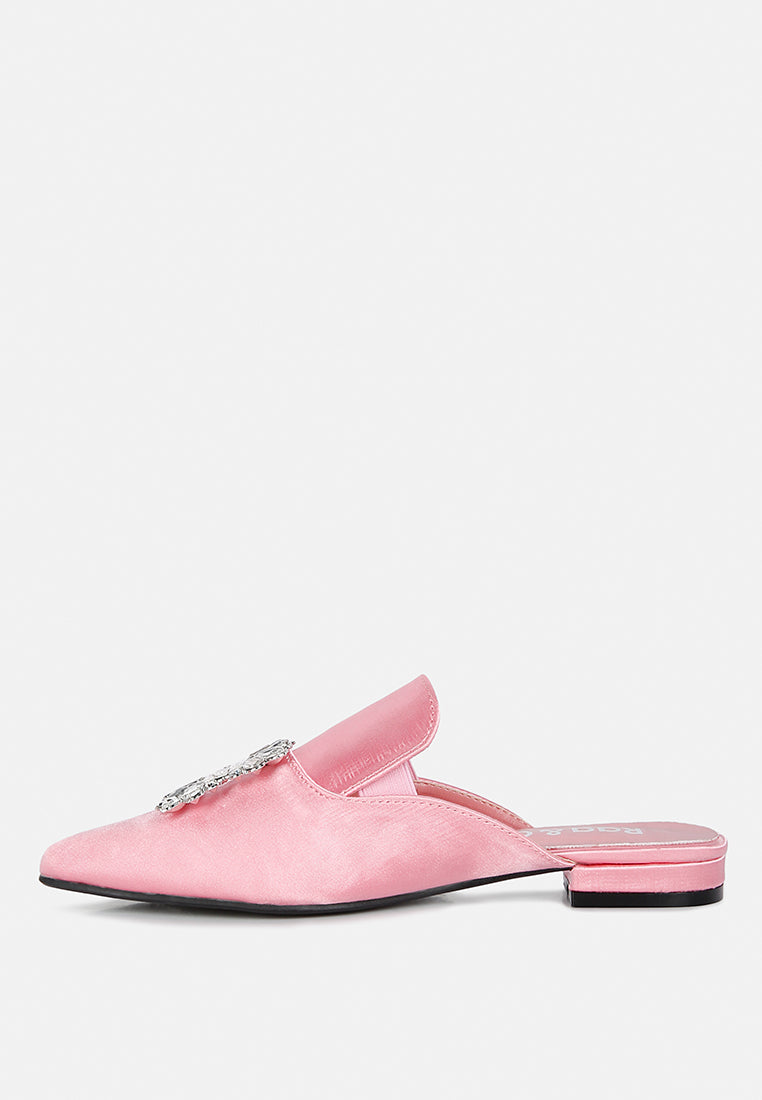 Perrine Diamante Brooch Slip On Mules - Tigbul's Variety Fashion Shop