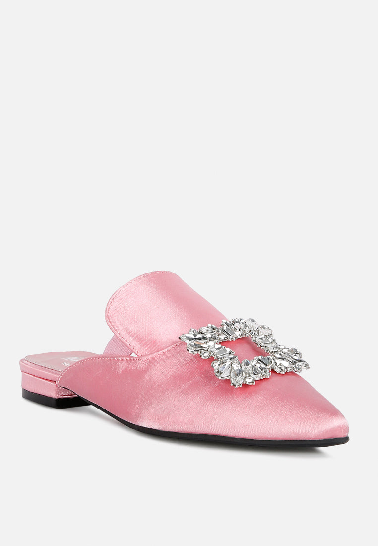Perrine Diamante Brooch Slip On Mules - Tigbul's Variety Fashion Shop