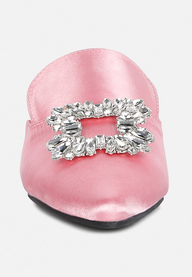 Perrine Diamante Brooch Slip On Mules - Tigbul's Variety Fashion Shop