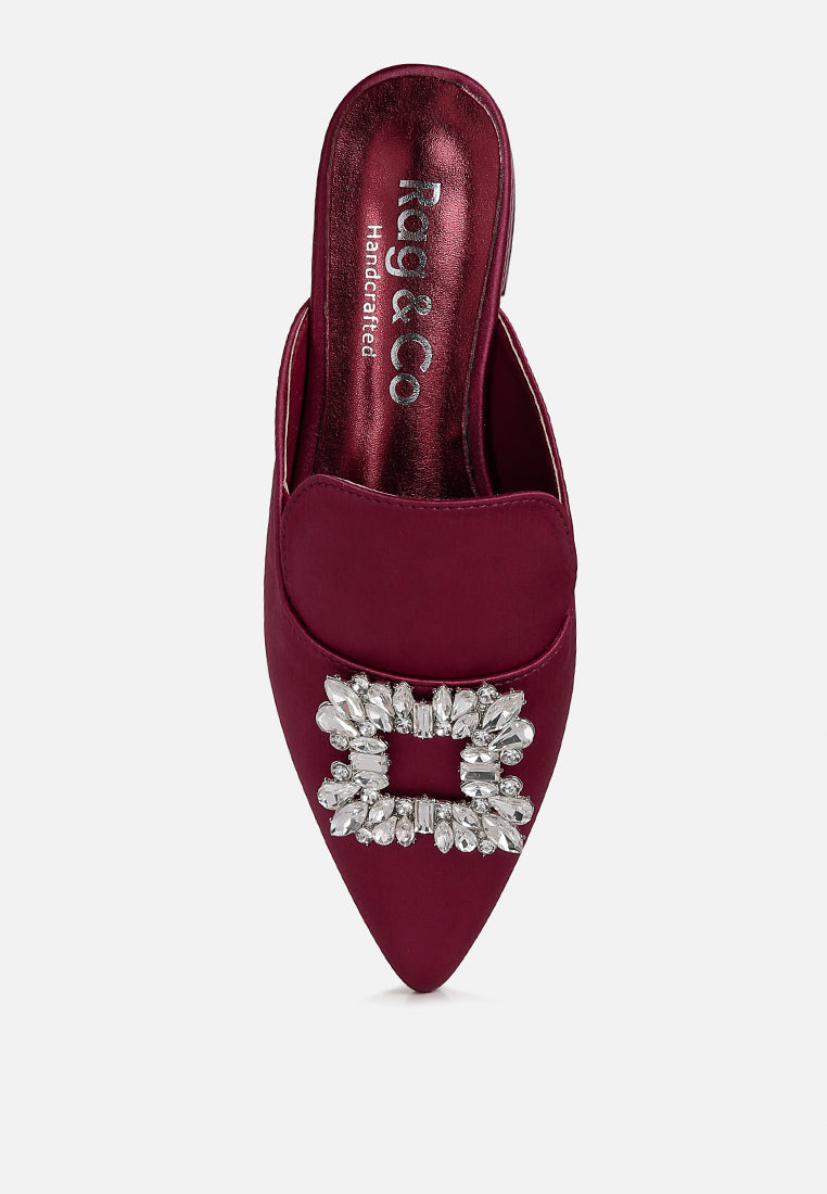 Perrine Diamante Brooch Slip On Mules - Tigbul's Variety Fashion Shop