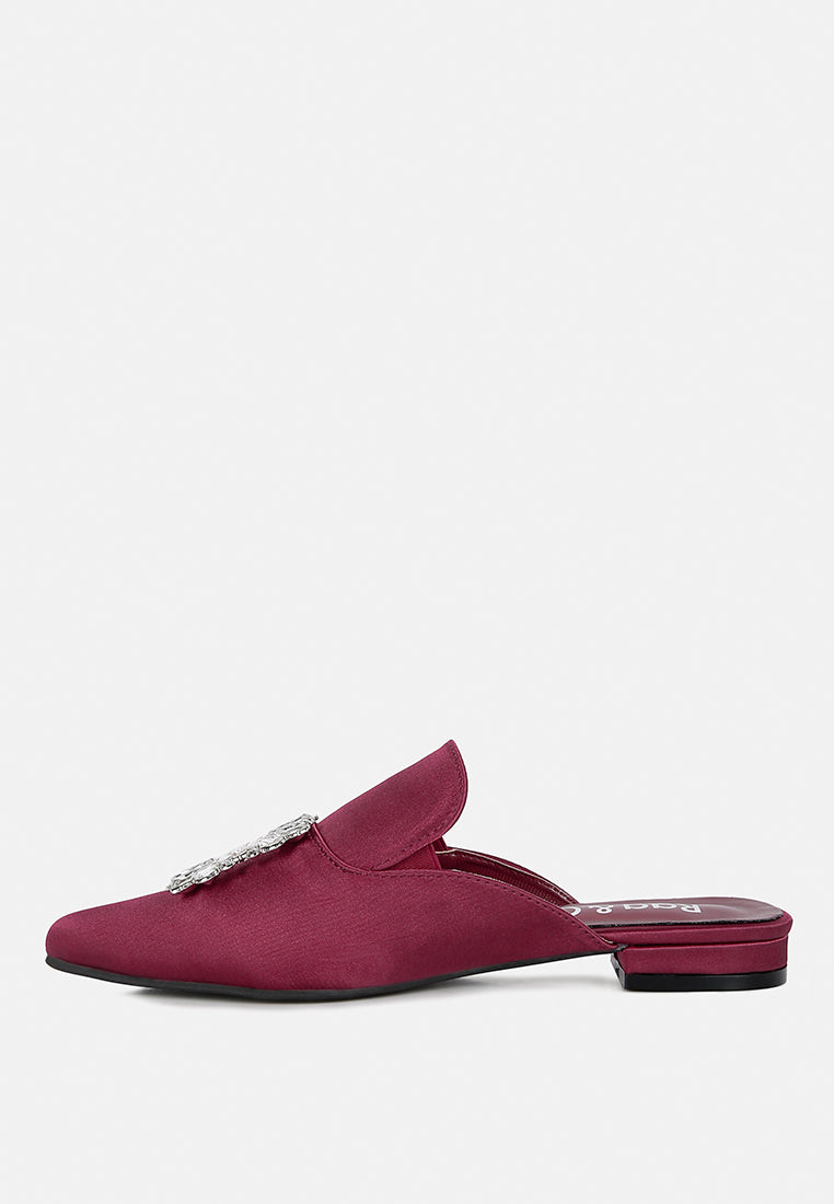 Perrine Diamante Brooch Slip On Mules - Tigbul's Variety Fashion Shop
