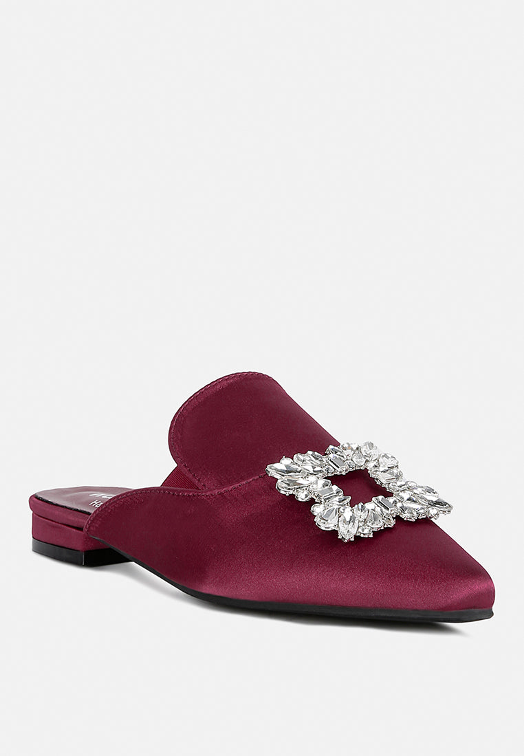 Perrine Diamante Brooch Slip On Mules - Tigbul's Variety Fashion Shop