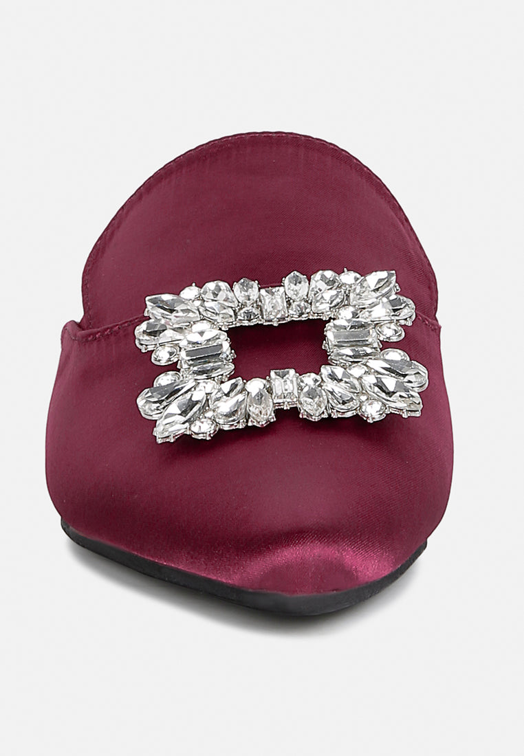 Perrine Diamante Brooch Slip On Mules - Tigbul's Variety Fashion Shop