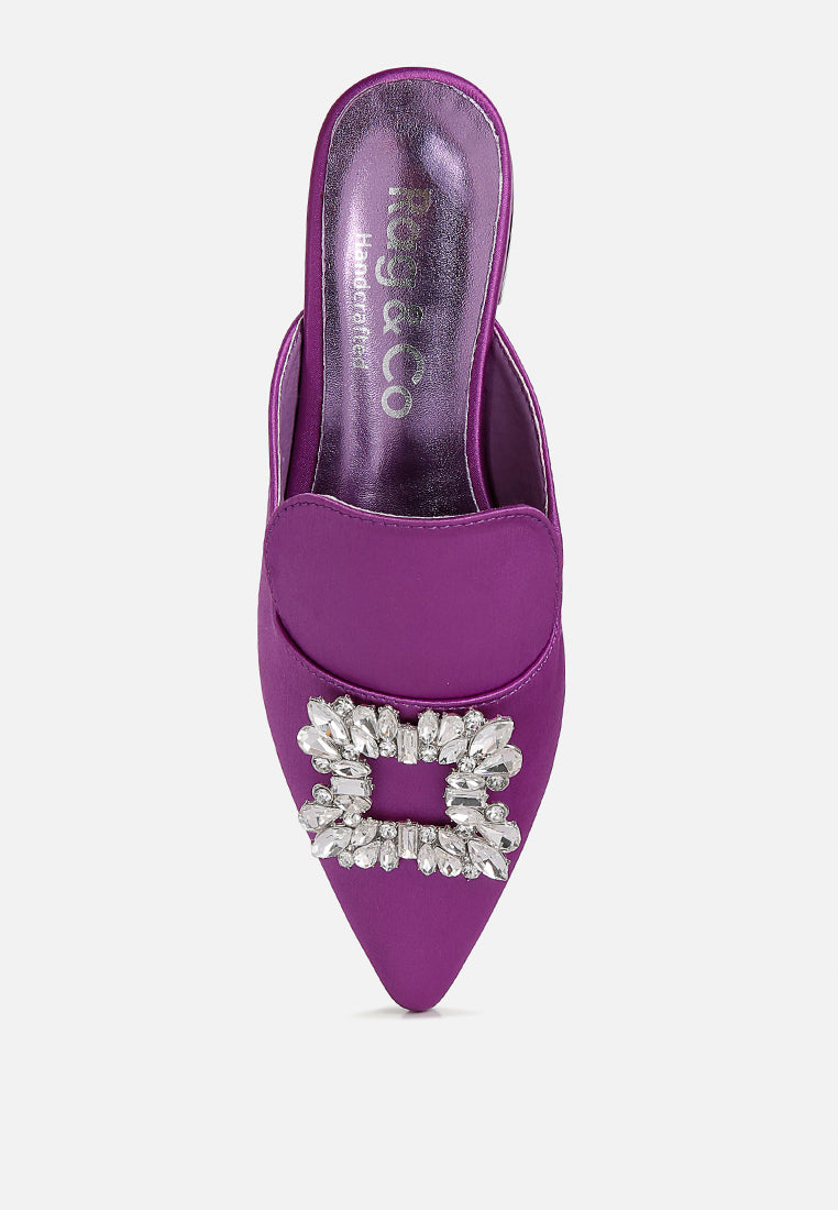 Perrine Diamante Brooch Slip On Mules - Tigbul's Variety Fashion Shop