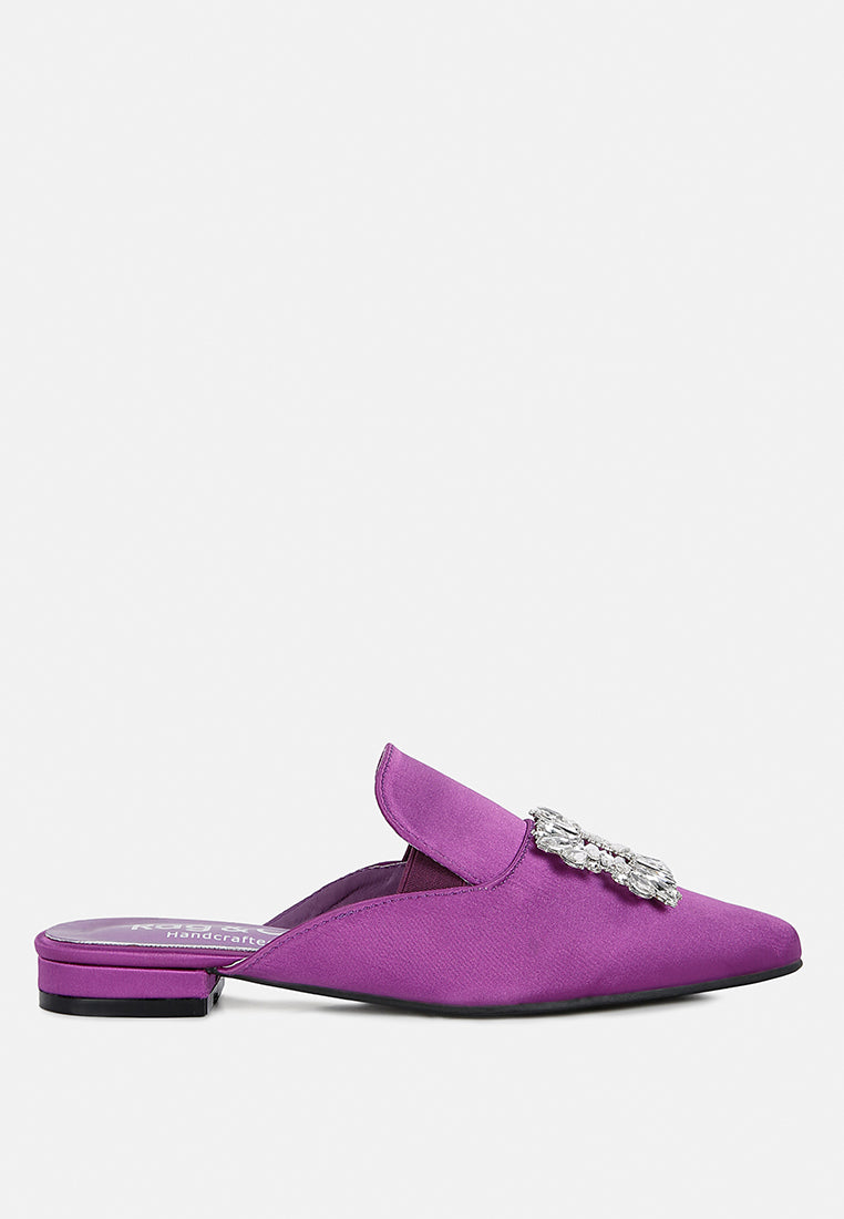 Perrine Diamante Brooch Slip On Mules - Tigbul's Variety Fashion Shop