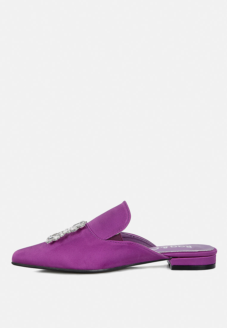 Perrine Diamante Brooch Slip On Mules - Tigbul's Variety Fashion Shop