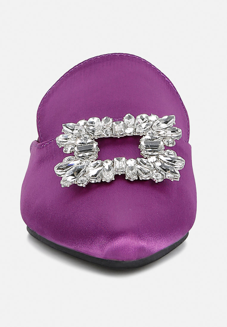 Perrine Diamante Brooch Slip On Mules - Tigbul's Variety Fashion Shop