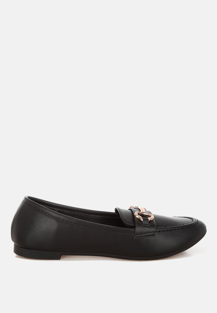 Pingle Horsebit Faux Leather Loafers - Tigbul's Variety Fashion Shop