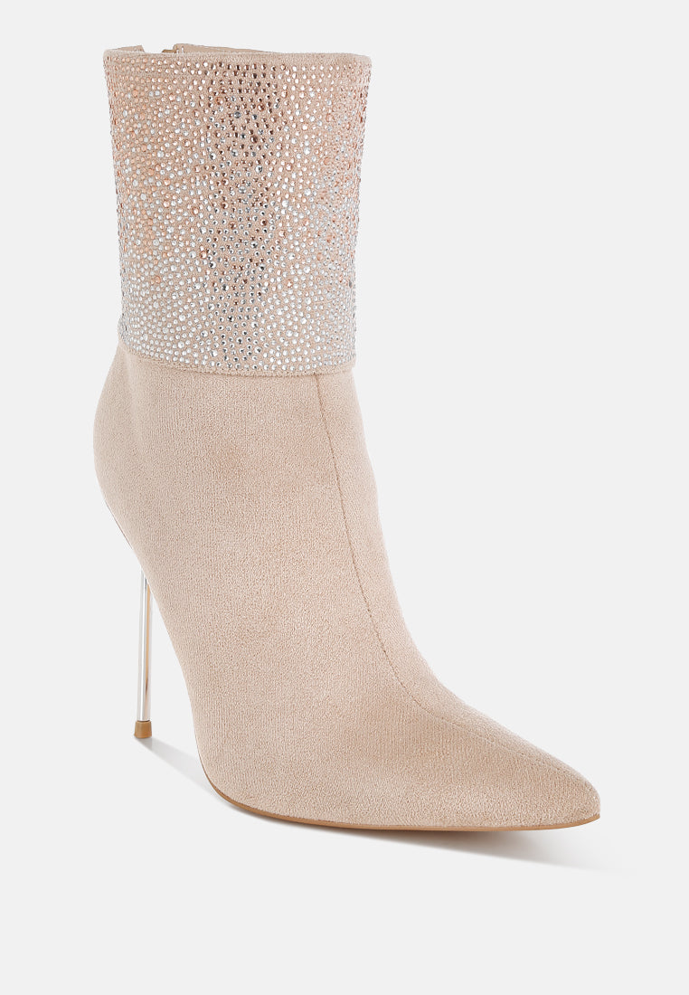 Podstar Rhinestones Embellished Foldover Boots-1