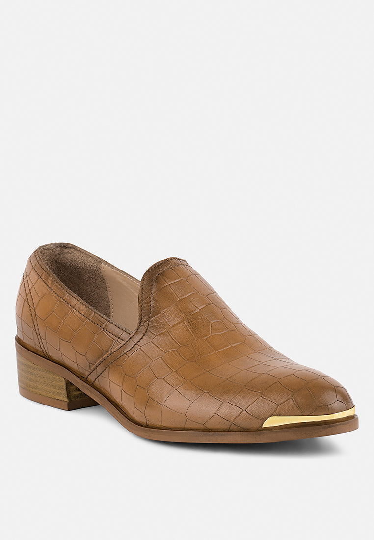 Lilliam Metal Highlight Casual Leather Loafers - Tigbul's Variety Fashion Shop