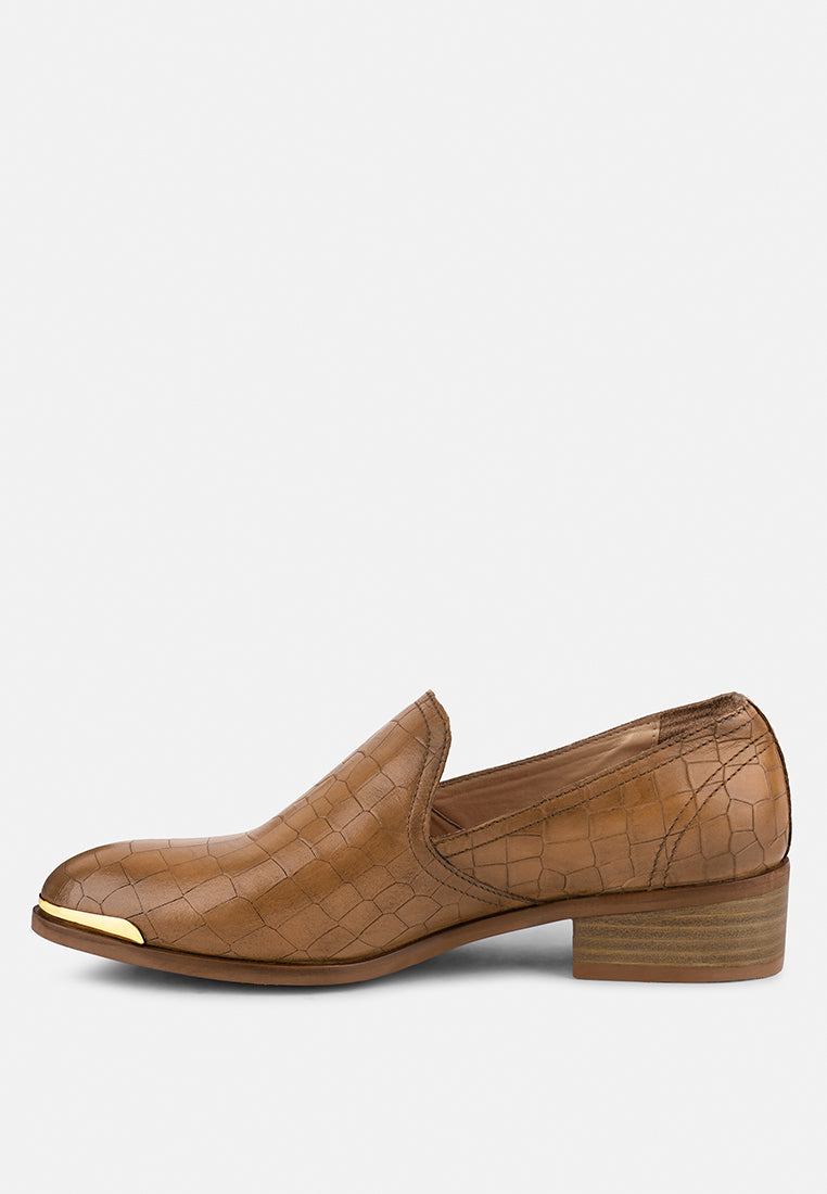 Lilliam Metal Highlight Casual Leather Loafers - Tigbul's Variety Fashion Shop