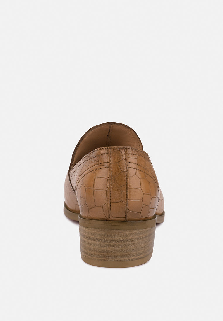 Lilliam Metal Highlight Casual Leather Loafers - Tigbul's Variety Fashion Shop