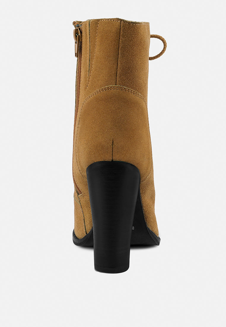 Goose-Feather Antique High Heeled Ankle Boot - Tigbul's Variety Fashion Shop