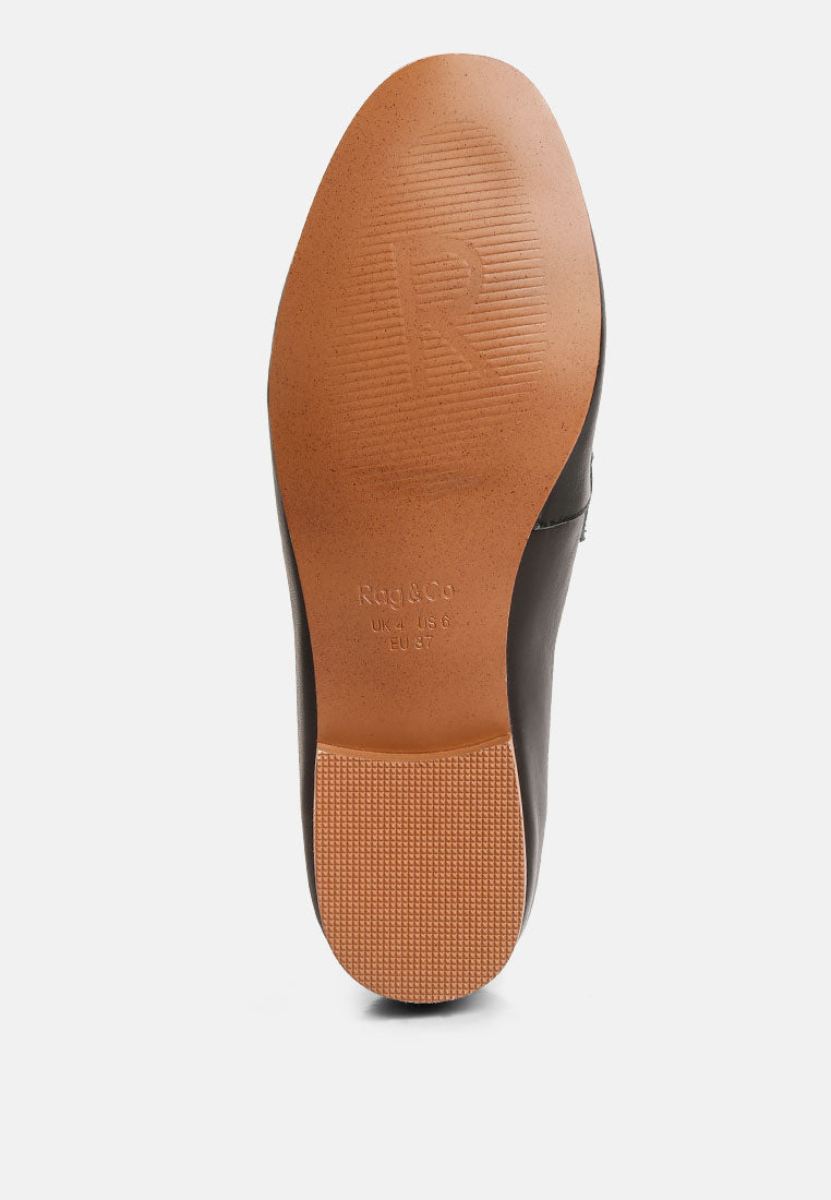 Merva Chunky Chain Leather Loafers - Tigbul's Variety Fashion Shop