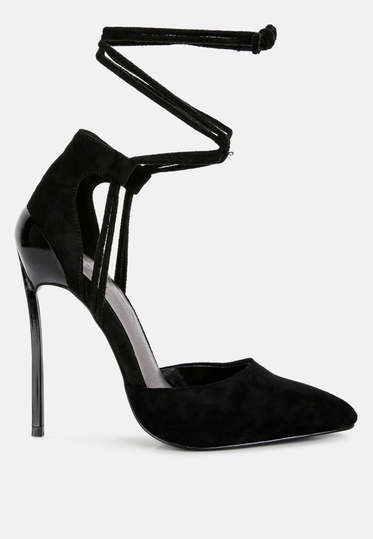 Rule Breaker Lace Up Stiletto Heel Suede Sandals - Tigbul's Variety Fashion Shop
