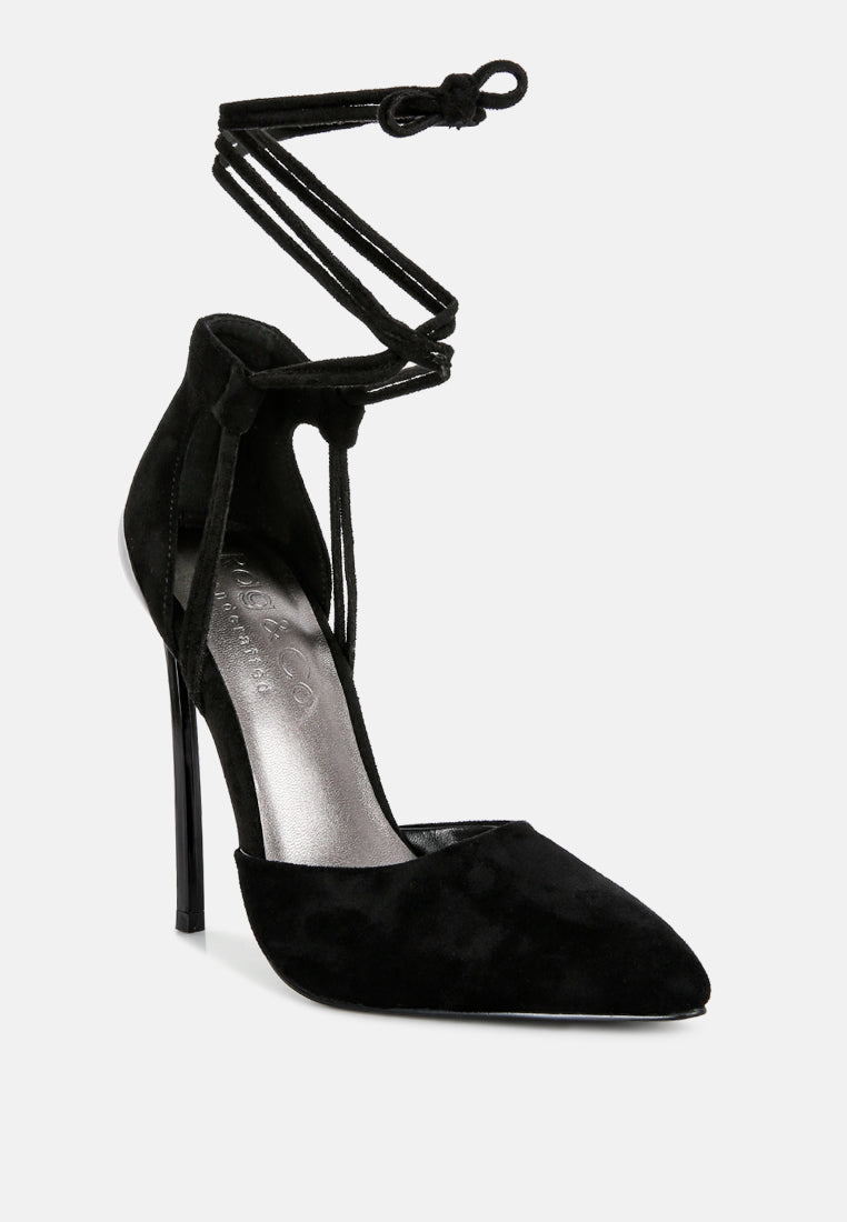 Rule Breaker Lace Up Stiletto Heel Suede Sandals - Tigbul's Variety Fashion Shop