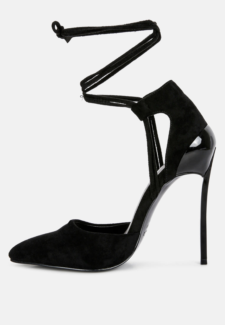 Rule Breaker Lace Up Stiletto Heel Suede Sandals - Tigbul's Variety Fashion Shop