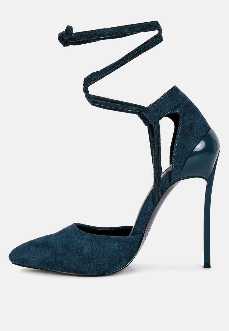 Rule Breaker Lace Up Stiletto Heel Suede Sandals - Tigbul's Variety Fashion Shop
