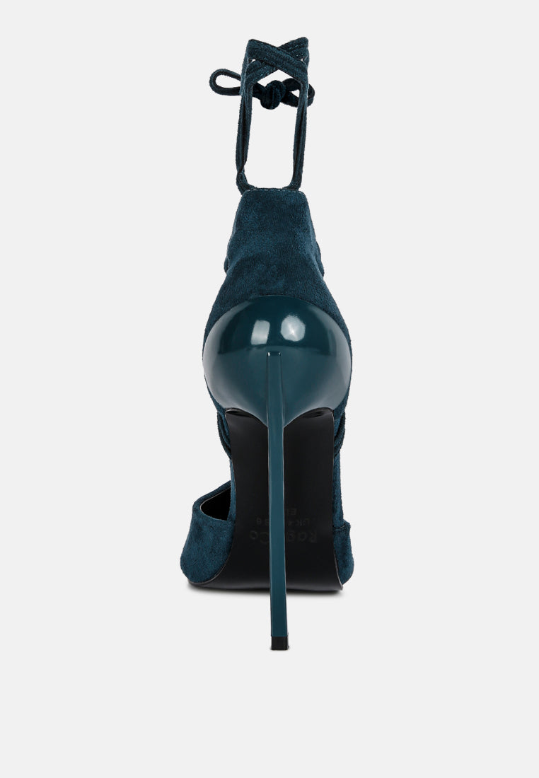 Rule Breaker Lace Up Stiletto Heel Suede Sandals - Tigbul's Variety Fashion Shop