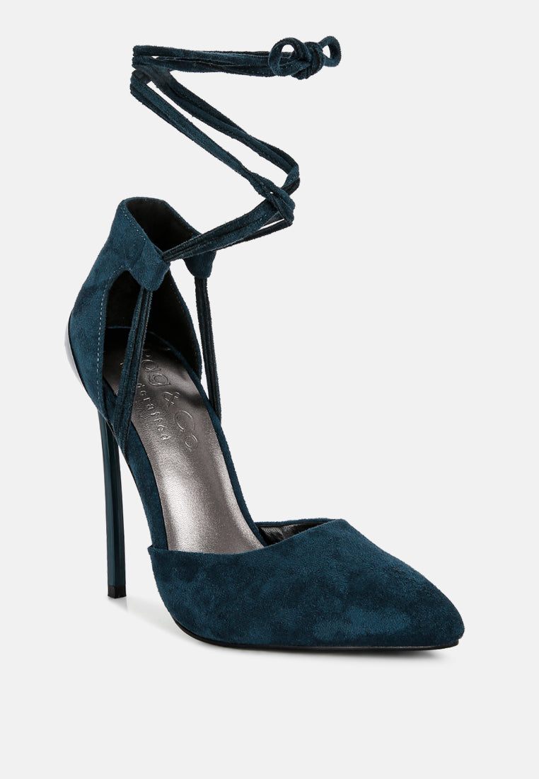 Rule Breaker Lace Up Stiletto Heel Suede Sandals - Tigbul's Variety Fashion Shop