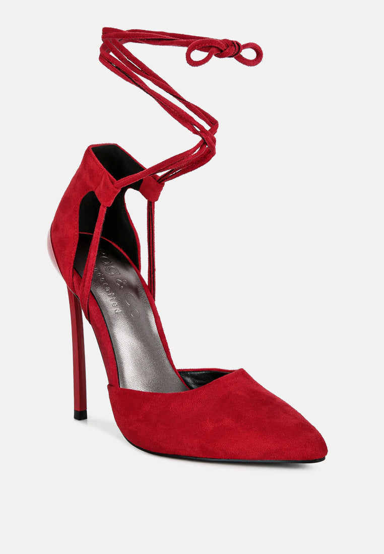 Rule Breaker Lace Up Stiletto Heel Suede Sandals - Tigbul's Variety Fashion Shop