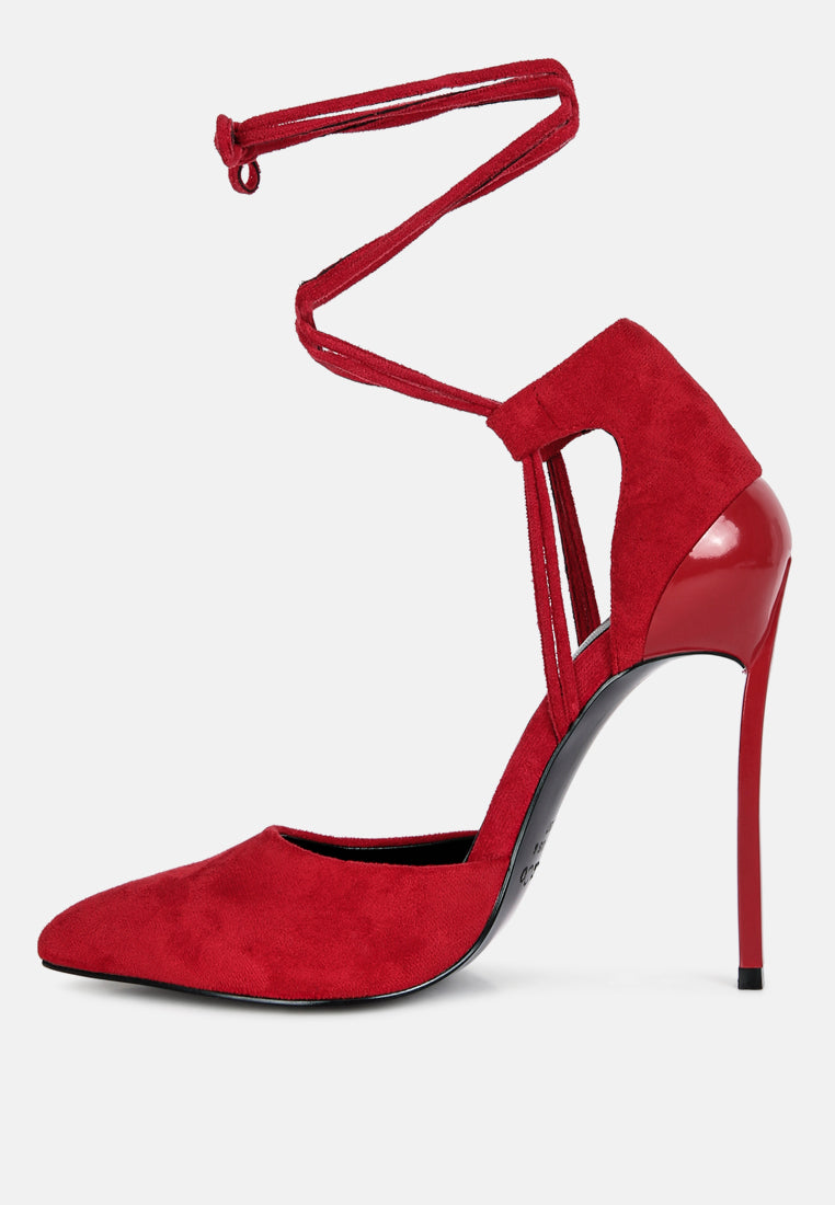 Rule Breaker Lace Up Stiletto Heel Suede Sandals - Tigbul's Variety Fashion Shop